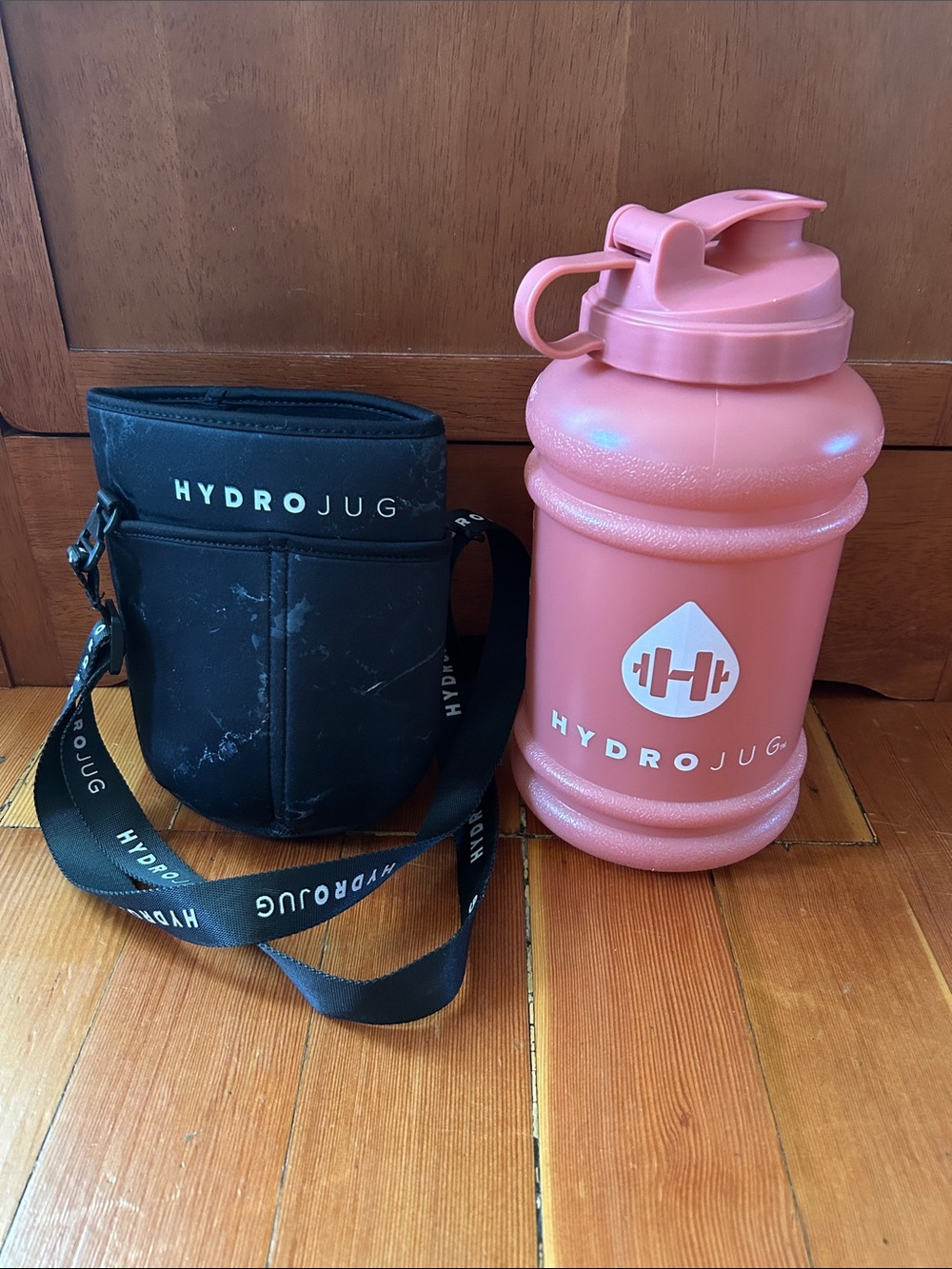 HydroJug Coral Pink Water Bottle with Black Carry Pouch